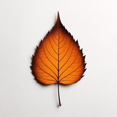 Orange Autumn Leaf on White