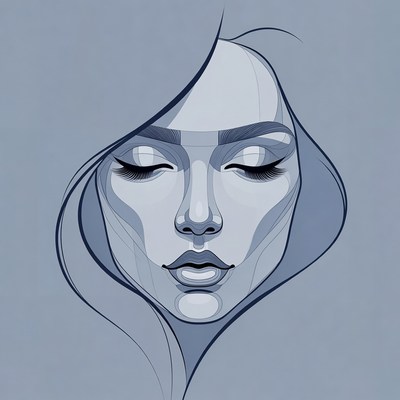 Closeup portrait of serene woman