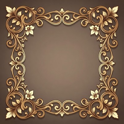 Ornate Golden Floral Frame