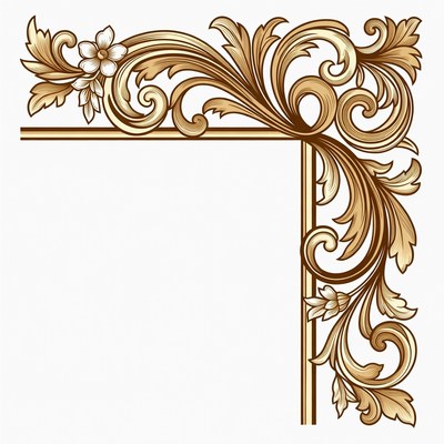 Golden Ornate Corner Border Design