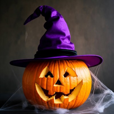 Jack-o'-lantern with Witch Hat