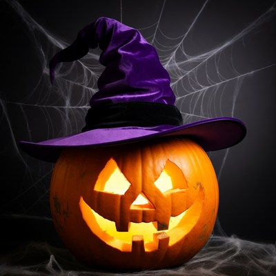Jack-o'-lantern with Witch Hat