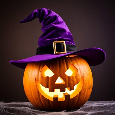 Jack-o'-lantern with Witch Hat