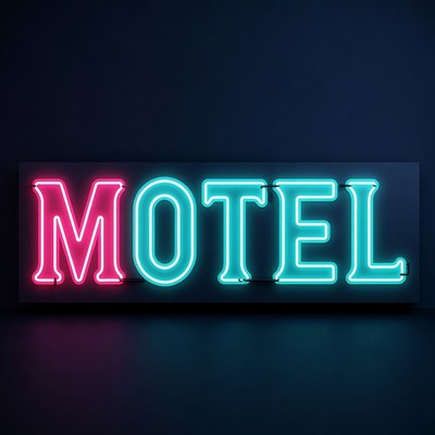 Pink Blue Neon Motel Sign