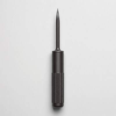 Black awl tool on white background