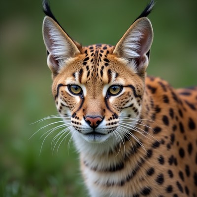Close-up of lynx in green grass