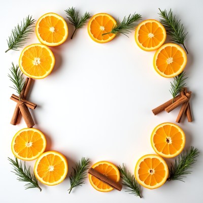 Oranges and Pine Branches Circle