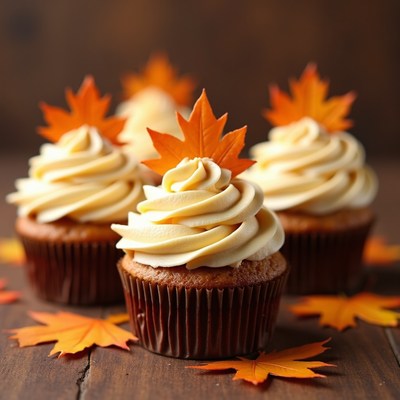Cupcakes with Maple Leaves