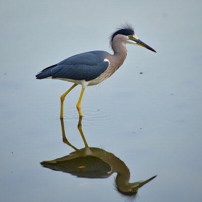 Black-crowned Night Heron in Water Reflection