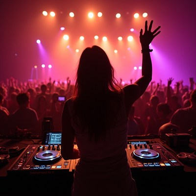 Female DJ performing at concert