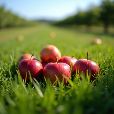 Red Apples on Green Grass