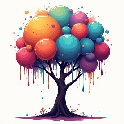 Colorful Bubble Tree Illustration