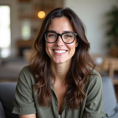 Smiling woman with glasses