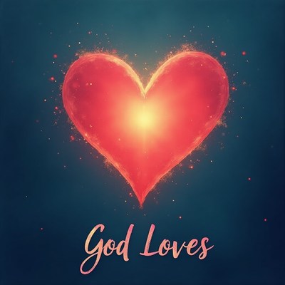 God Loves Glowing Heart