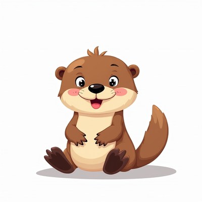 Cute cartoon otter smiling