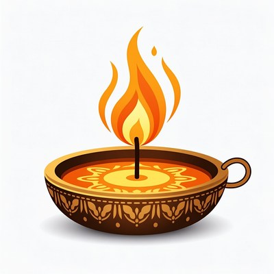 Burning Diwali Diya Lamp