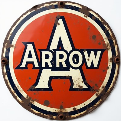 Vintage Arrow Logo Rusty Metal Sign