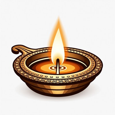 Burning Traditional Oil Lamp