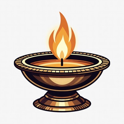 Burning Oil Lamp Illustration