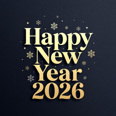 Happy New Year 2026 with Snowflakes