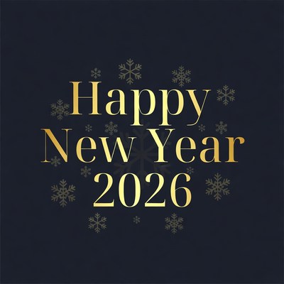 Happy New Year 2026 Gold Text