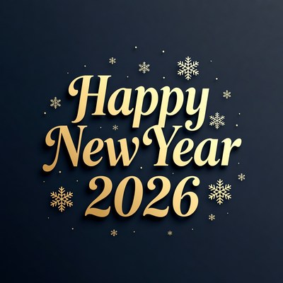 Happy New Year 2026 with Snowflakes