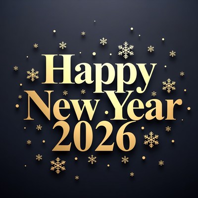 Happy New Year 2026 with Snowflakes