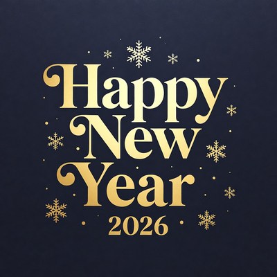 Happy New Year 2026 Gold Text