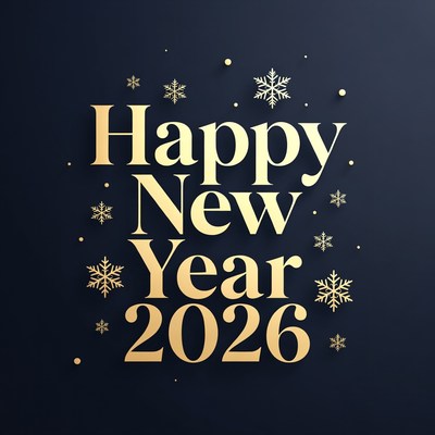 Happy New Year 2026 with Snowflakes
