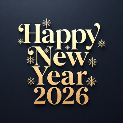 Happy New Year 2026 with Snowflakes