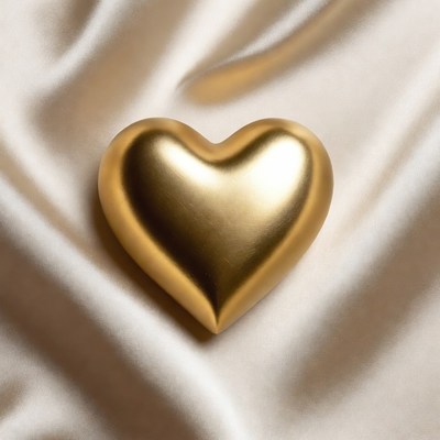 Golden heart on silk fabric