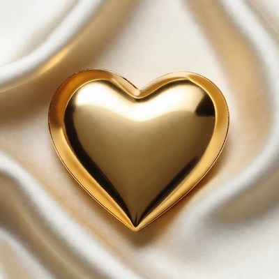 Golden heart on silk fabric