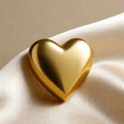 Golden heart on beige fabric