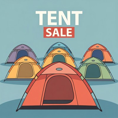 Colorful Tents Sale Illustration