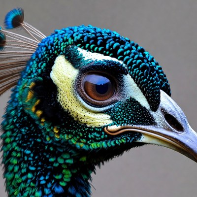 Close-up of blue peacock head