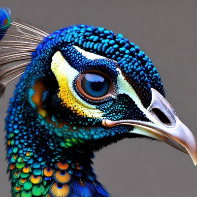 Close-up of blue peacock head