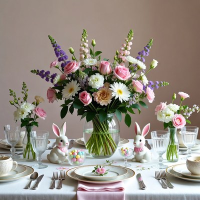 Easter Bunny Flower Table Setting
