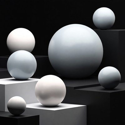 Arrangement of Gray Spheres on Black Background