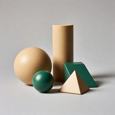 Colorful Geometric Shapes on Gray Background