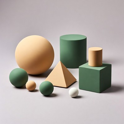 Colorful Geometric Shapes on Gray Background