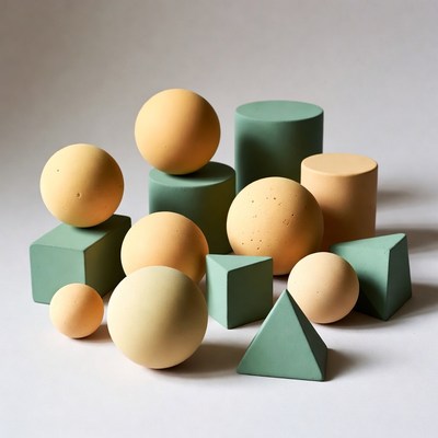 Colorful Geometric Shapes on White Background