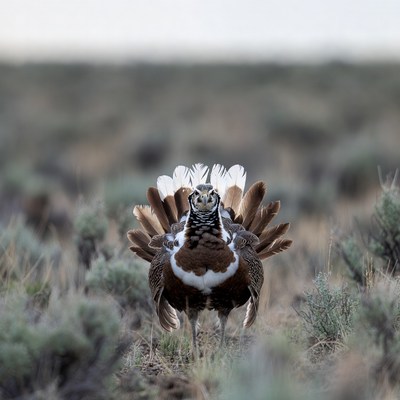 Greater Sage-Grouse Displaying Tail Feathers