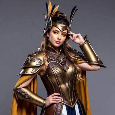 Woman in golden Valkyrie armor