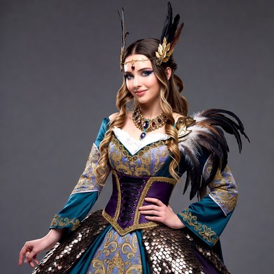 Woman in Viking Fantasy Gown