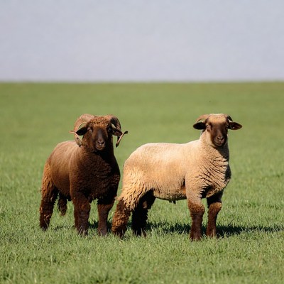 Brown and White Sheep in Grass
