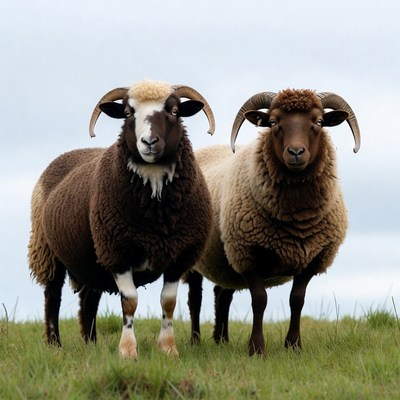White and Brown Sheep Standing in Grass
