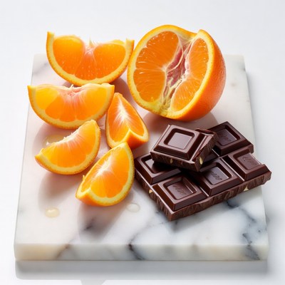 Orange Slices and Chocolate on Marble