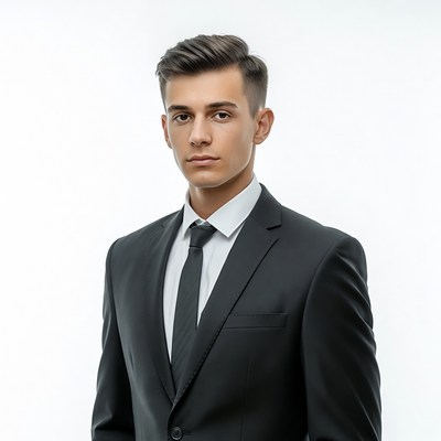 Young man in black suit