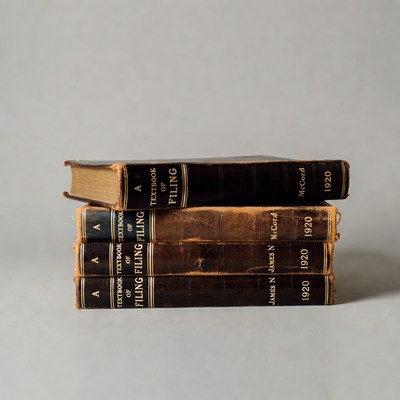 Stack of Vintage Filing Textbooks