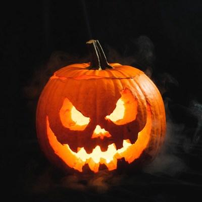 Lit Jack-o'-lantern with Smoke